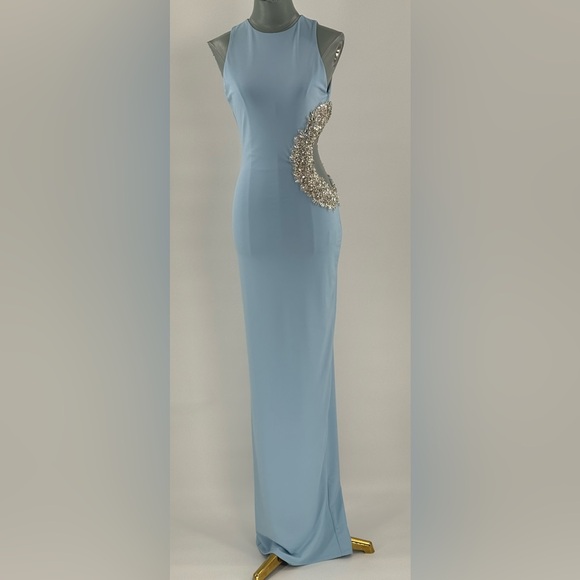 🆕 BRONX & BANCO 🧿 NWOT Camila Rhinestone Cutout Maxi, Powder Blue, Sz M US 6 - Picture 13 of 17